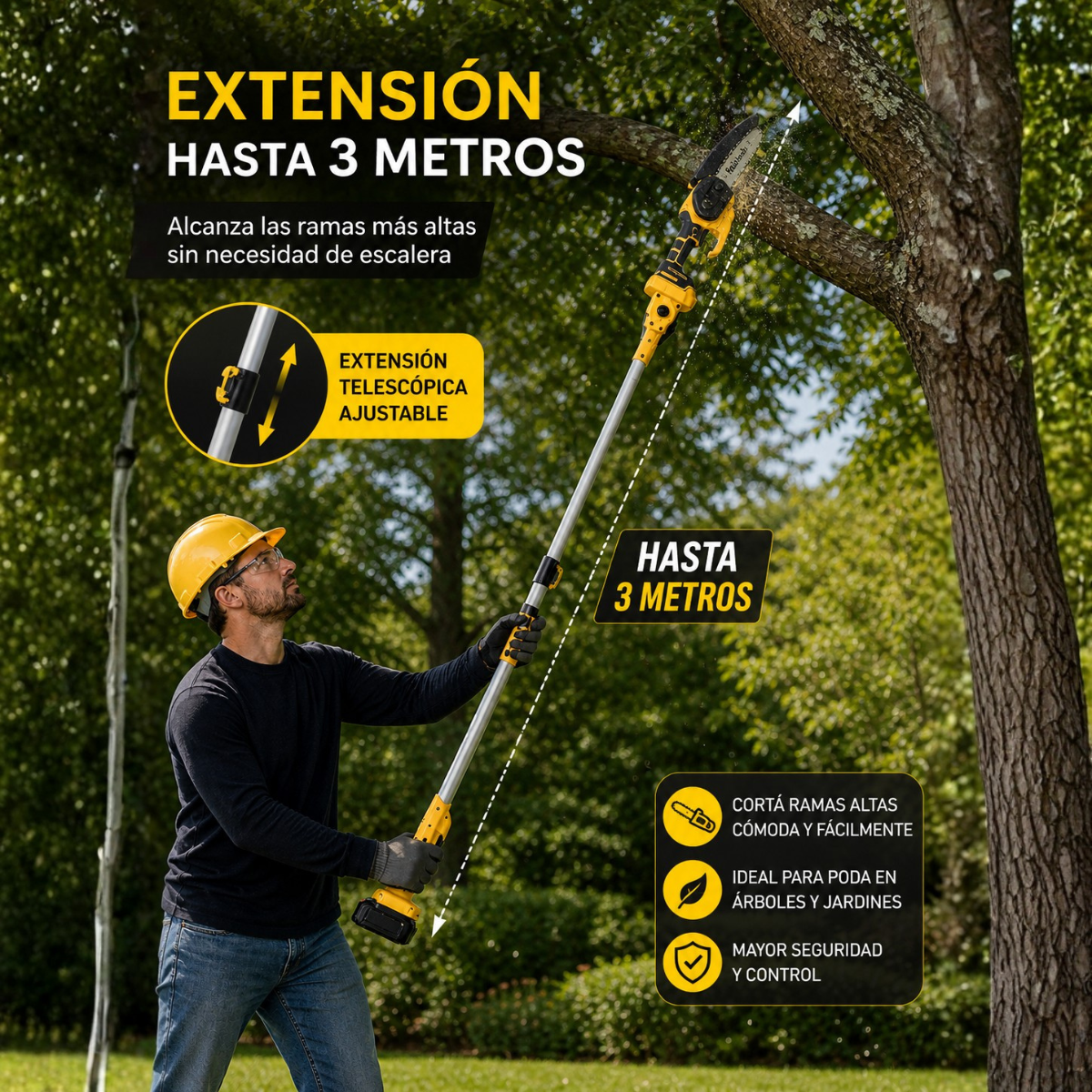 Motosierra Eléctrica Portátil con 4 Baterías Bivolt + REGALO: Bolsa de Herramientas Multiuso - Comprá 1 y Llevá 2