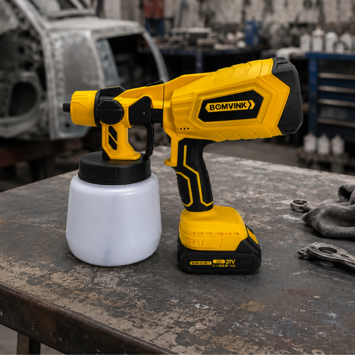 Pistola de Pintura Eléctrica Inalámbrica 1200ml BiVolt con Picos Especiales + REGALO: 2 Baterías de Repuesto