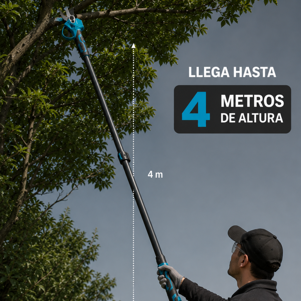 Podadora Eléctrica Inalámbrica con Brazo Extensor BiVolt 600W y 2 Baterías + REGALO: Bolsa Multiuso - ¡Llevá 2 y Pagá 1!