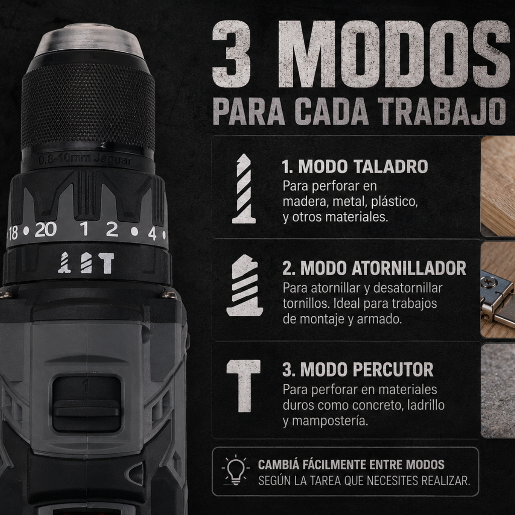 Kit Taladro y Atornillador Profesional Stormer + REGALO: 2 Baterías de Repuesto y Kit de Brocas
