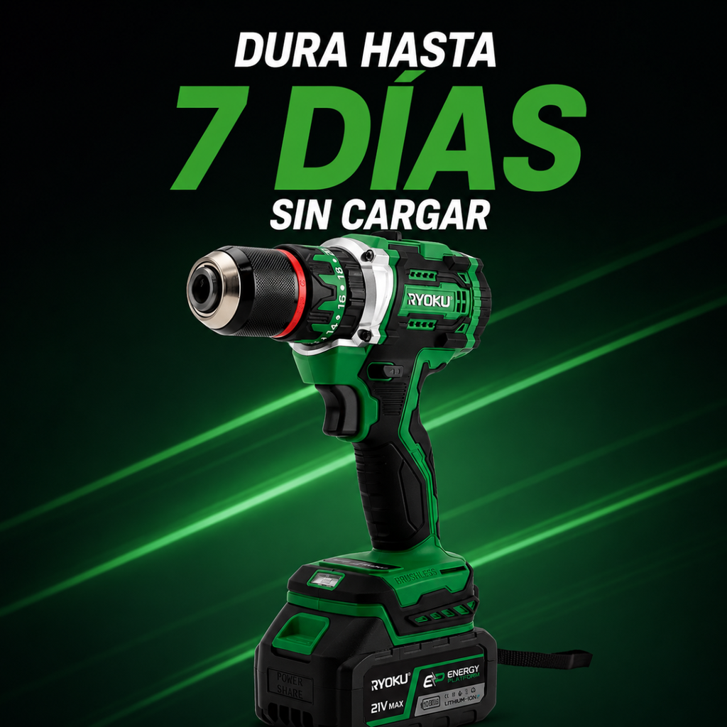 Kit Completo de Taladro y Atornillador Profesional AlphaCode + REGALO: 2 Baterías y Maletín con Accesorios