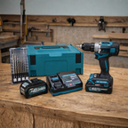 Kit Taladro y Atornillador Profesional 40V Titanium Completo + Maleta, Batería Extra, Base de Carga y Kit de Mechas