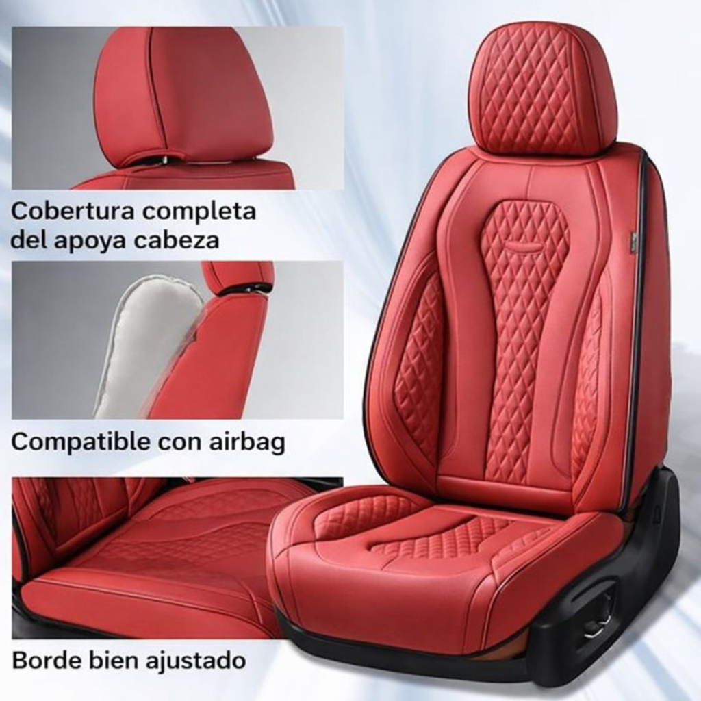 Funda para Auto Bulka Universal en Cuero Legítimo con Airbag Integrado + REGALO: Alfombras y Funda para Volante
